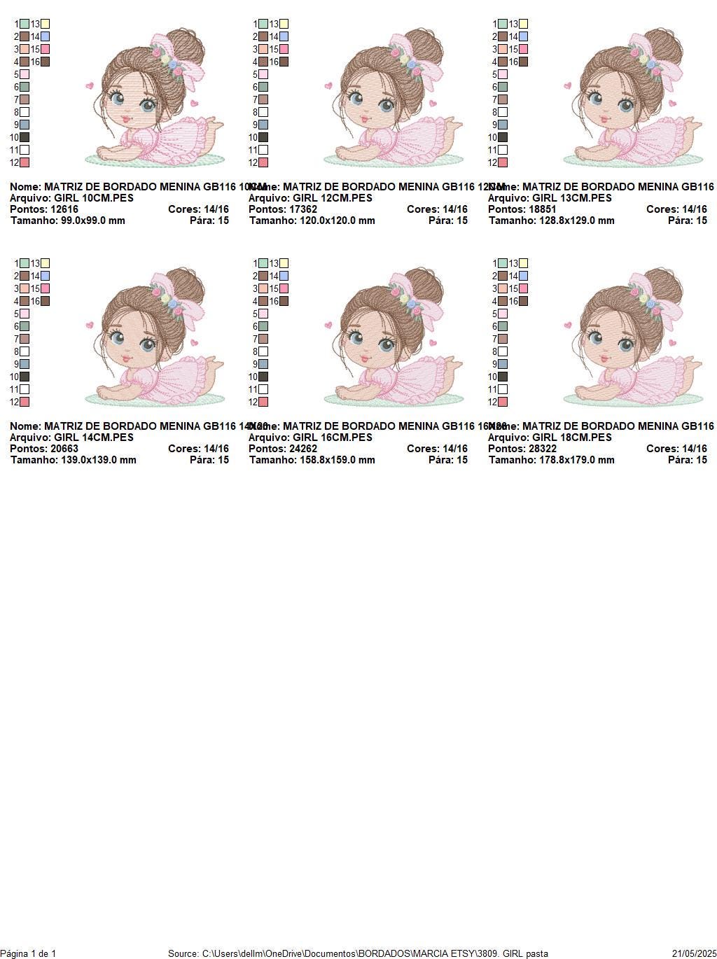 Baby girl with flowers embroidery designs - Princess with long hair and lace machine embroidery pattern - Instant digital download pes dst