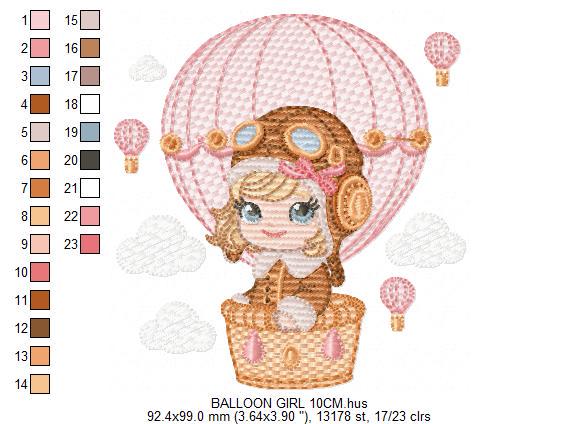 Hot air Balloon embroidery designs - Balloon with flags and butterfly embroidery design machine embroidery pattern - instant download pes