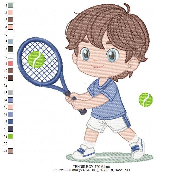Tennis Player embroidery designs - Baby Boy athlete machine embroidery file - Tennisear file - Instant digital download pes jef dst hus vp3