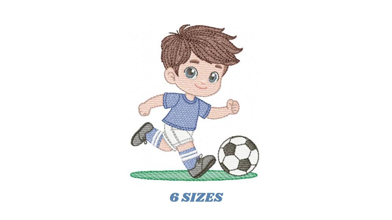 Soccer player embroidery designs - Baby Boy machine embroidery file - Boy with soccer ball file - Instant digital download pes jef dst hus