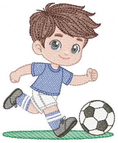 Soccer player embroidery designs - Baby Boy machine embroidery file - Boy with soccer ball file - Instant digital download pes jef dst hus