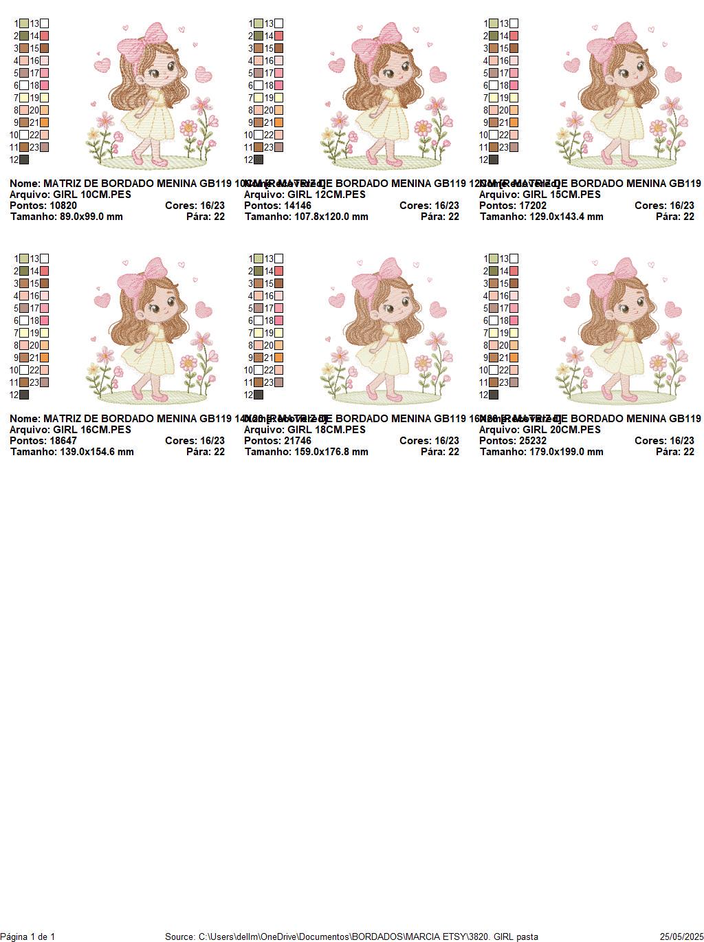 Young Girl with dress embroidery designs - Baby girl long hair and bow machine embroidery pattern - Garden Flower Heart - Instant download