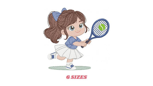 Tennis Player embroidery designs - Baby Girl athlete machine embroidery file - Tennisist file - Instant digital download pes jef dst hus vp3