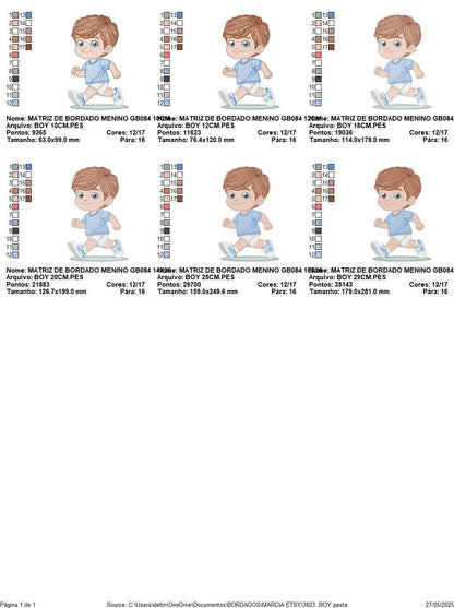 Baby boy embroidery design - School Boy running machine embroidery pattern - Kid with sneakers file - Instant digital download pes jef dst