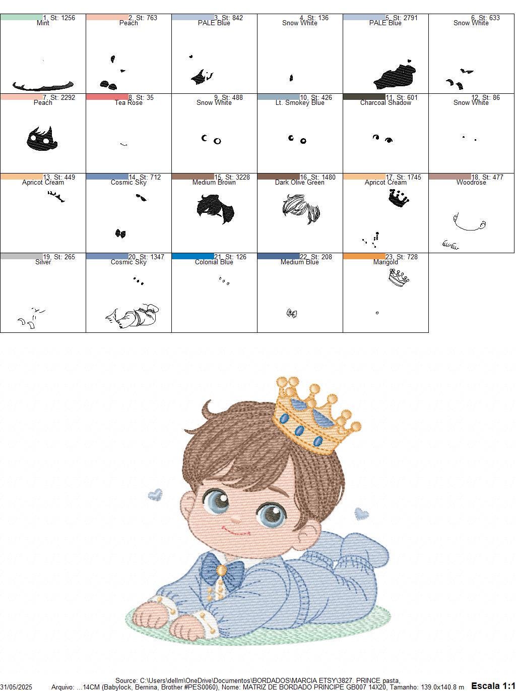 Prince embroidery designs - Baby boy with crown machine embroidery pattern - Infant Toddler file - Instant digital download pes jef dst hus