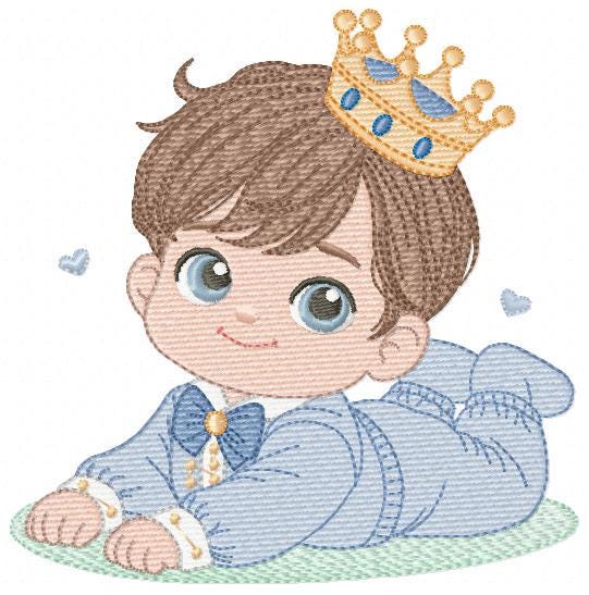Prince embroidery designs - Baby boy with crown machine embroidery pattern - Infant Toddler file - Instant digital download pes jef dst hus