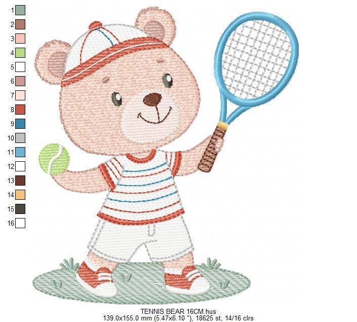 Tennis Player embroidery designs - Baby Boy athlete machine embroidery file - Tennisear Tennis racket and ball file - Instant download pes