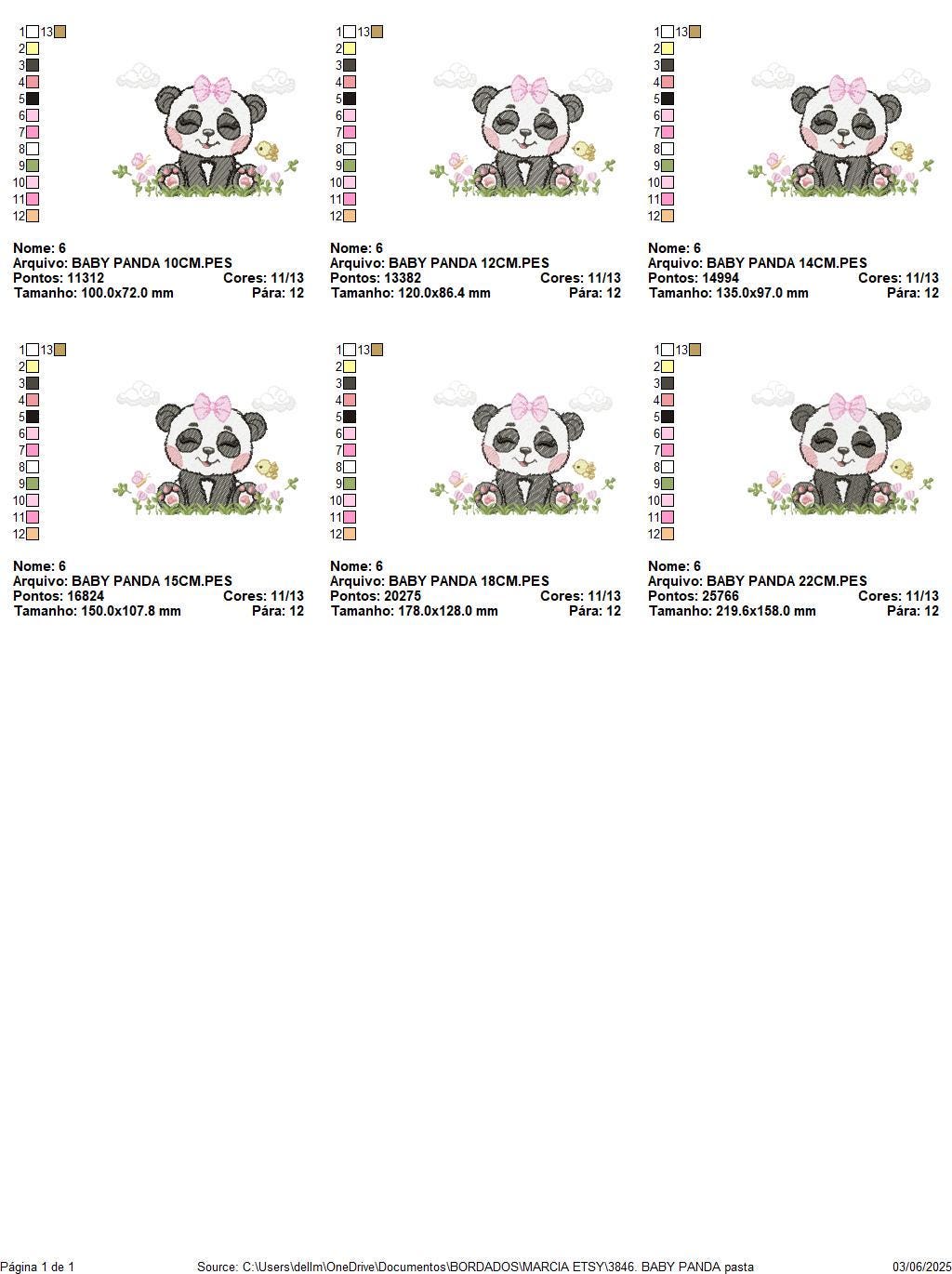 Panda embroidery design - Wild Female Animal with bow lace machine embroidery pattern - Baby Girl Panda with flowers - Instant download pes