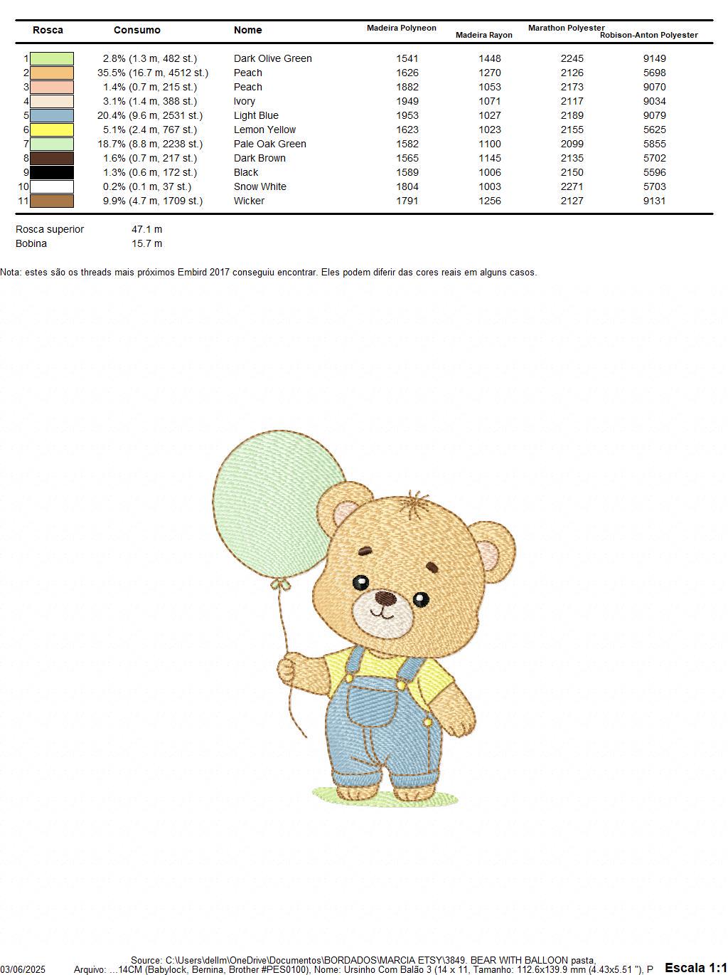Male Bear with Balloon embroidery designs - Baby Boy bear machine embroidery pattern - Birthday Party file - Instant digital download pes