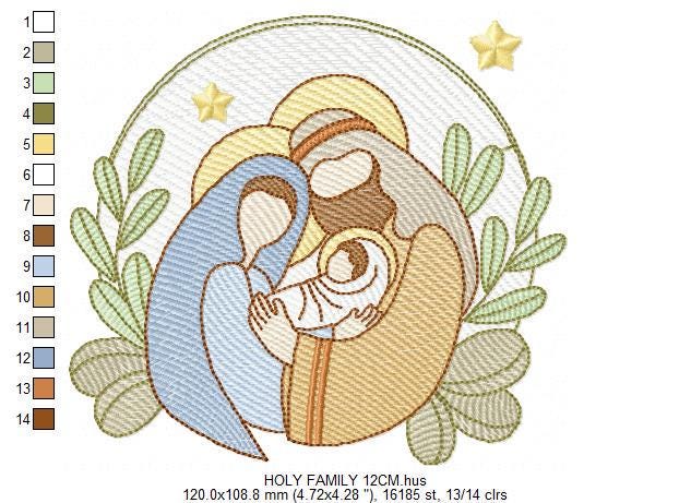 Holy Family embroidery designs - Mary, Joseph, and Baby Jesus machine embroidery pattern - Catholic Religious file - Instant download pes