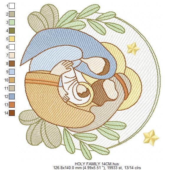 Holy Family embroidery designs - Mary, Joseph, and Baby Jesus machine embroidery pattern - Catholic Religious file - Instant download pes
