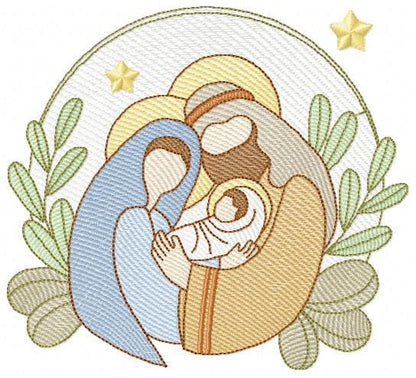 Holy Family embroidery designs - Mary, Joseph, and Baby Jesus machine embroidery pattern - Catholic Religious file - Instant download pes