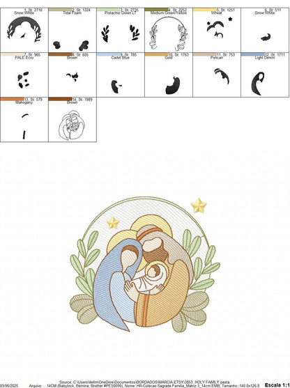 Holy Family embroidery designs - Mary, Joseph, and Baby Jesus machine embroidery pattern - Catholic Religious file - Instant download pes