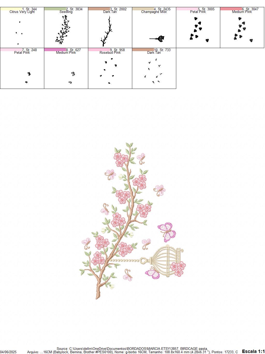 Birdhouse embroidery designs - Cherry Blossom tree machine embroidery pattern - Baby girl file - Birds with tree - Instant download pes dst