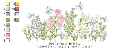 Flower garden embroidery designs - Butterfly floral spring garden machine embroidery pattern - Kitchen towel file - instant download pes jef