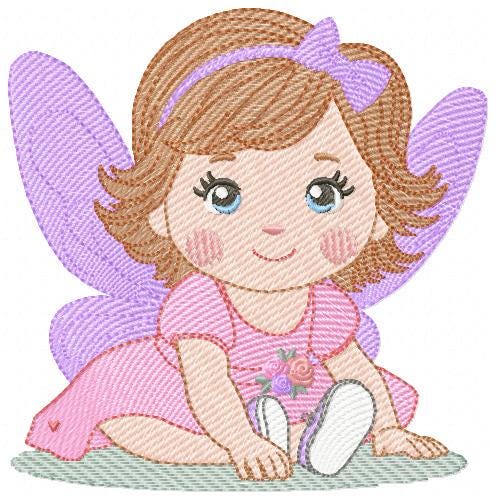 Fairy embroidery designs - Baby girl with fairy wings machine embroidery pattern - Magical Pixie file - Instant digital download pes jef dst