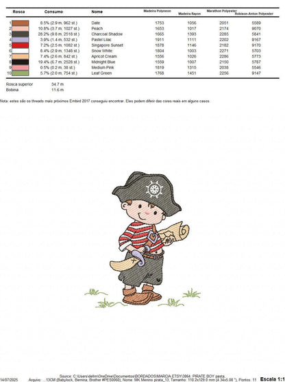 Pirate boy embroidery designs - Buccaneer machine embroidery pattern - Nautical Baby boy file - Instant digital download pes jef dst hus vp3