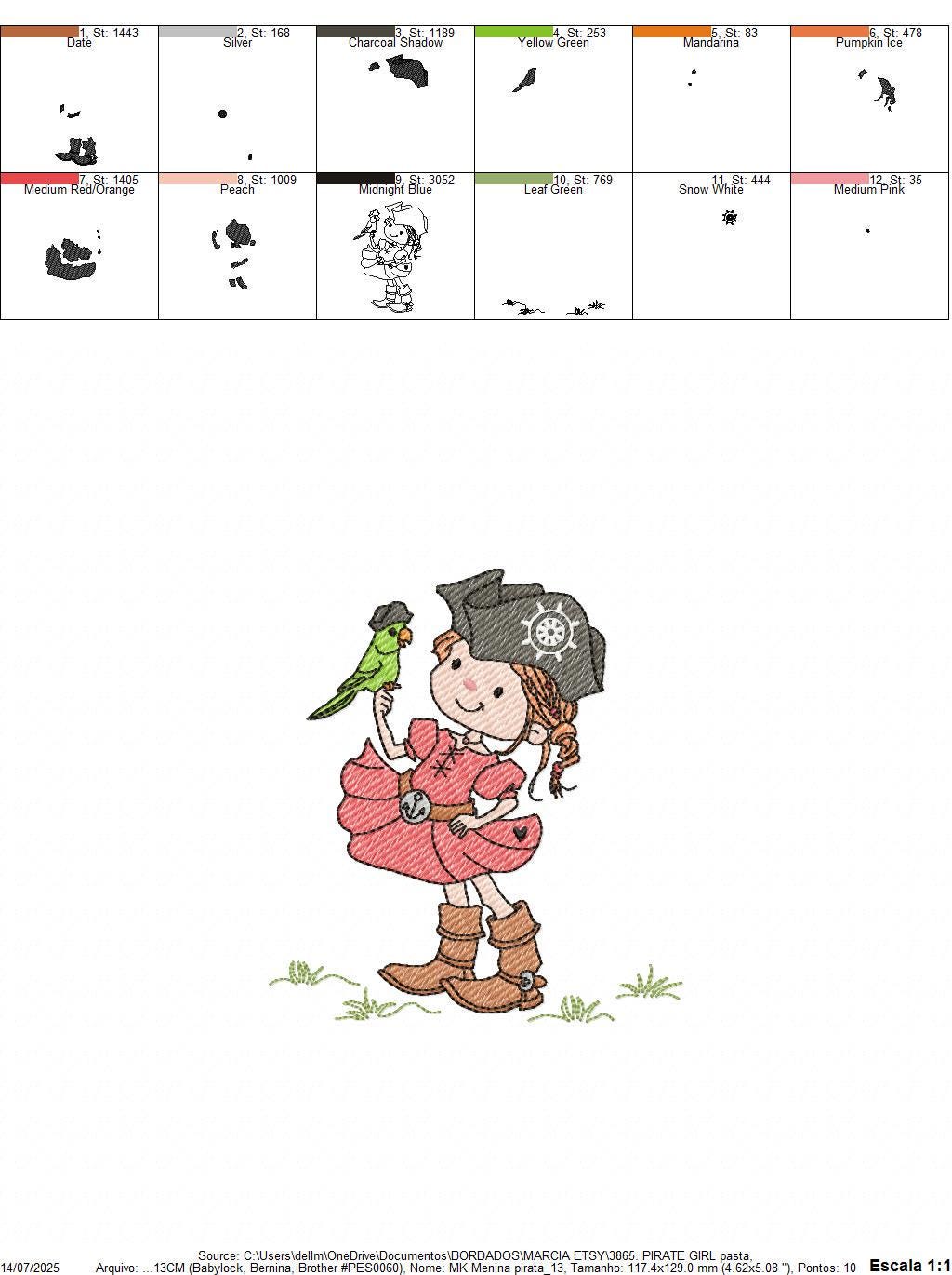 Pirate girl embroidery designs - Buccaneer machine embroidery pattern - Nautical Baby girl file - Instant digital download pes jef dst hus