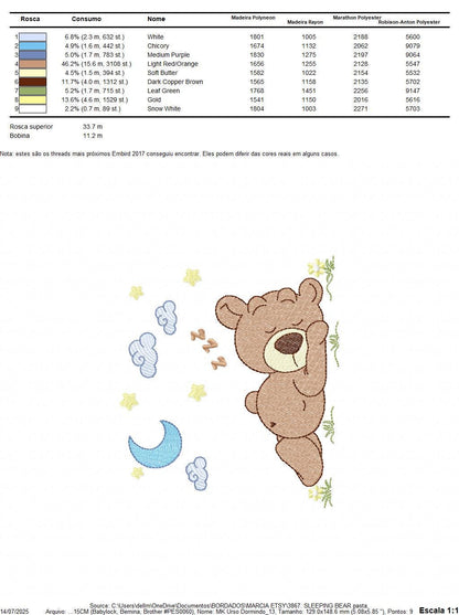 Sleeping Bear embroidery designs - Good night Baby boy machine embroidery pattern - Teddy Bear file - Instant digital download pes jef dst