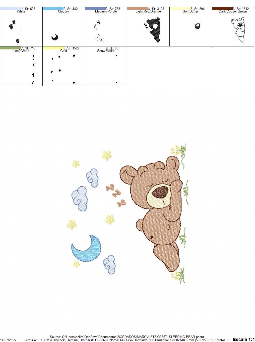 Sleeping Bear embroidery designs - Good night Baby boy machine embroidery pattern - Teddy Bear file - Instant digital download pes jef dst