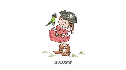 Pirate girl embroidery designs - Buccaneer machine embroidery pattern - Nautical Baby girl file - Instant digital download pes jef dst hus
