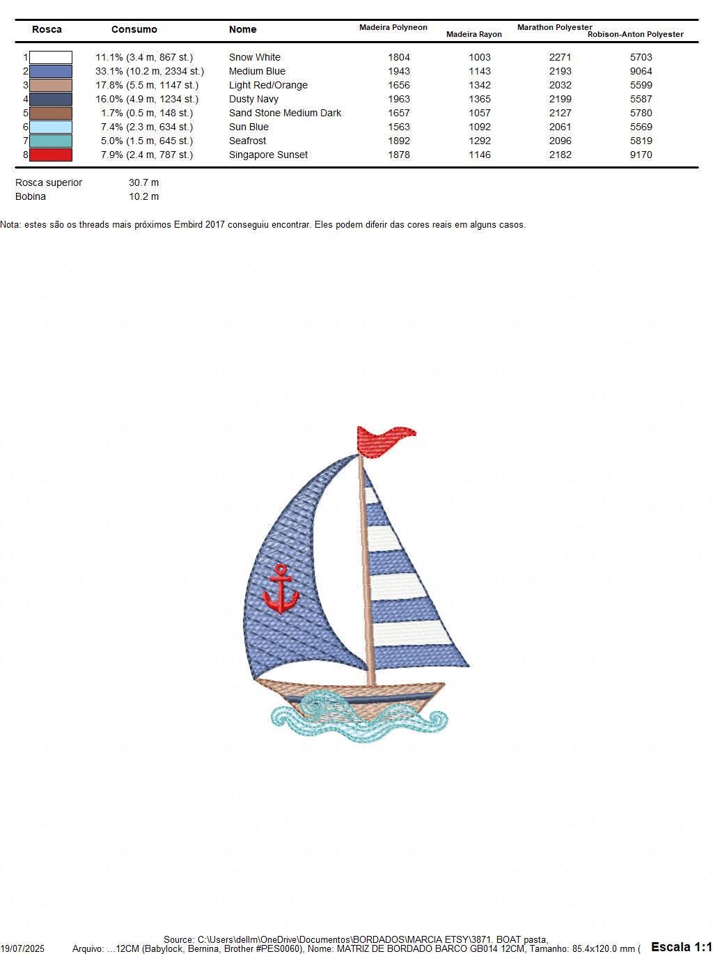 Sailboat embroidery designs - Baby Boat Boat machine embroidery pattern - Marine Ocean Nautical file Instant digital download pes jef dst