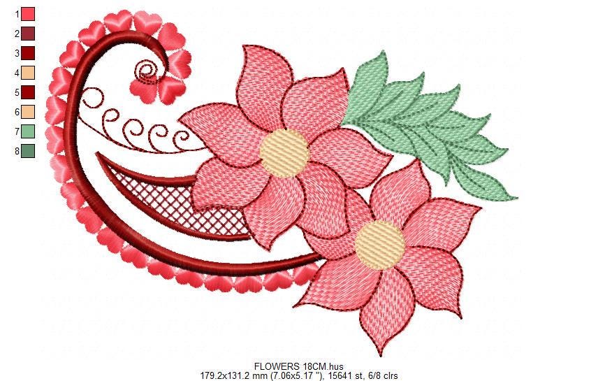 Flower embroidery designs - Kitchen Towel Motiv machine embroidery pattern - Floral bouquet file - Instant digital download pes jef dst hus