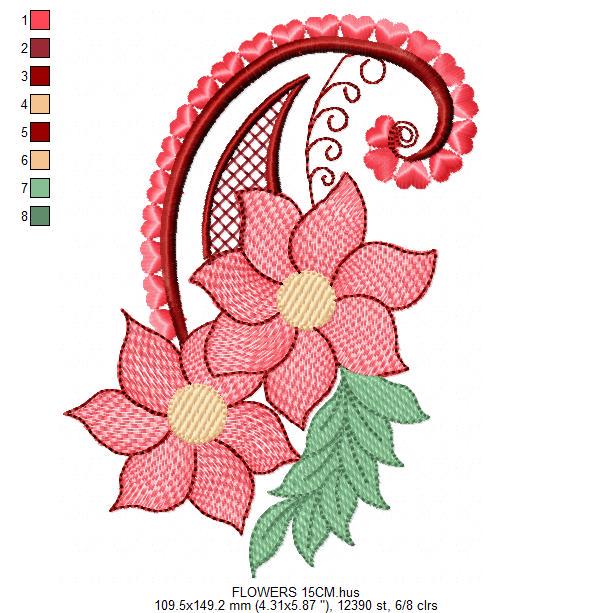 Flower embroidery designs - Kitchen Towel Motiv machine embroidery pattern - Floral bouquet file - Instant digital download pes jef dst hus