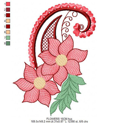 Flower embroidery designs - Kitchen Towel Motiv machine embroidery pattern - Floral bouquet file - Instant digital download pes jef dst hus