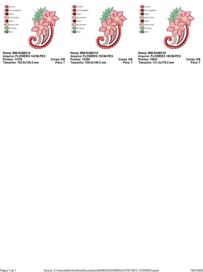 Flower embroidery designs - Kitchen Towel Motiv machine embroidery pattern - Floral bouquet file - Instant digital download pes jef dst hus