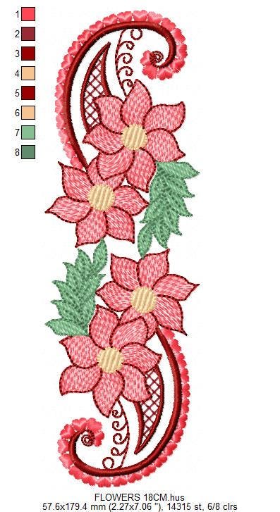 Flower embroidery designs - Kitchen Towel Floral motiv machine embroidery pattern - Floral bouquet - Instant digital download pes jef dst