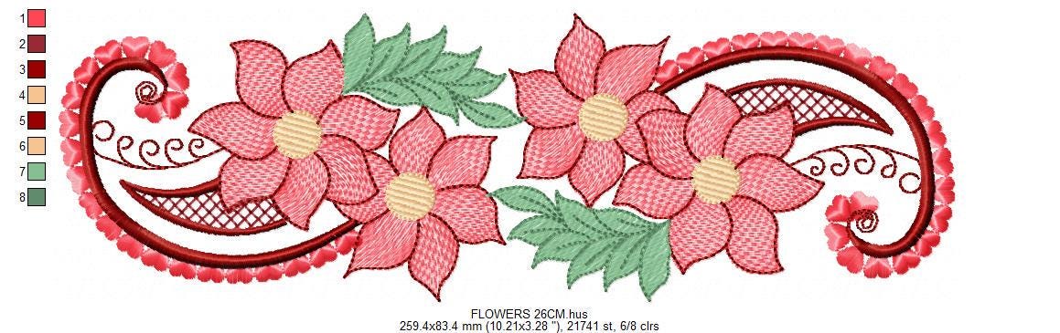 Flower embroidery designs - Kitchen Towel Floral motiv machine embroidery pattern - Floral bouquet - Instant digital download pes jef dst