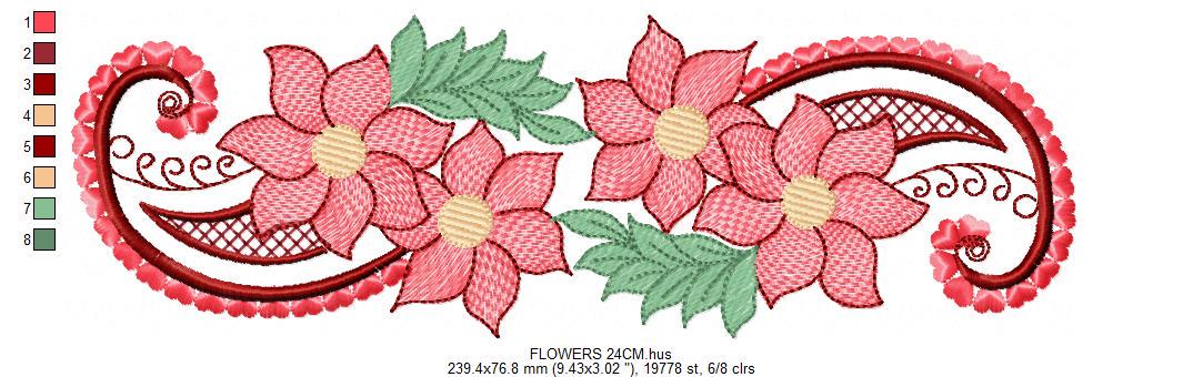 Flower embroidery designs - Kitchen Towel Floral motiv machine embroidery pattern - Floral bouquet - Instant digital download pes jef dst
