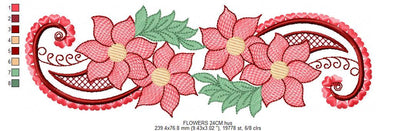 Flower embroidery designs - Kitchen Towel Floral motiv machine embroidery pattern - Floral bouquet - Instant digital download pes jef dst