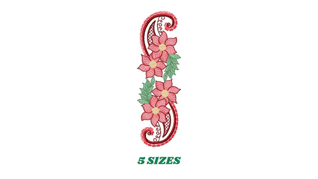 Flower embroidery designs - Kitchen Towel Floral motiv machine embroidery pattern - Floral bouquet - Instant digital download pes jef dst
