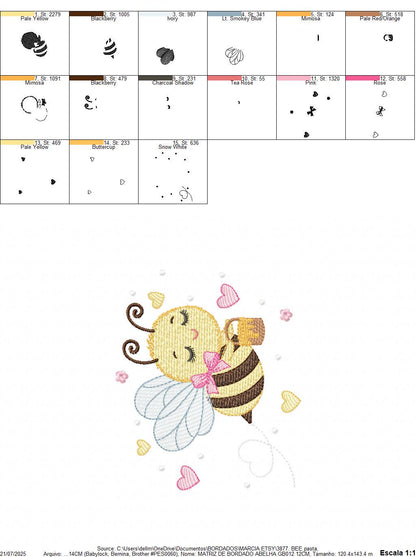 Bee embroidery design - Female Bee with honey machine embroidery pattern - Beekeeping Kitchen Towel file - Instant digital download pes jef