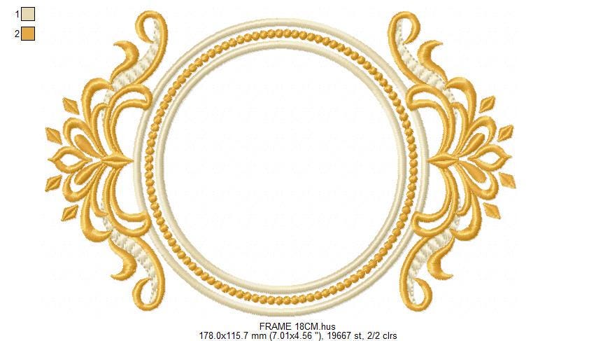 Frame embroidery designs - Flower Wreath tag machine embroidery pattern - Laurel Monogram Frame file - Instant digital download pes jef dst