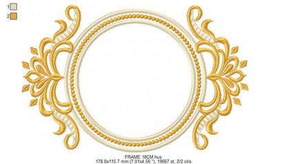 Frame embroidery designs - Flower Wreath tag machine embroidery pattern - Laurel Monogram Frame file - Instant digital download pes jef dst