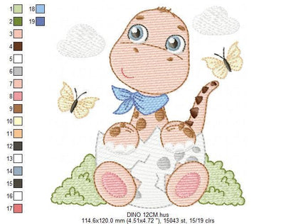 Baby Boy Dinosaur embroidery designs - Dino with egg machine embroidery pattern - Dragon Baby file - Instant digital download pes jef dst