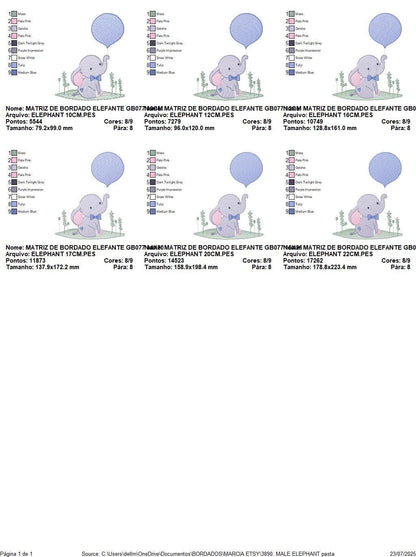 Baby Boy Elephant embroidery designs - Elephant with balloon machine embroidery pattern - Safari wild animal - Instant download pes jef dst
