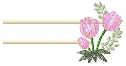 Tulip embroidery designs - Flower frame tag with roses machine embroidery pattern - Flower laurel file - Instant digital download pes jef