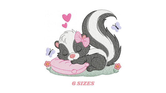 Female Possum with lace and butterflies embroidery design - Woodland Animal machine embroidery pattern - Instant digital download pes jef