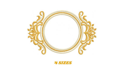 Frame embroidery designs - Flower Wreath tag machine embroidery pattern - Laurel Monogram Frame file - Instant digital download pes jef dst