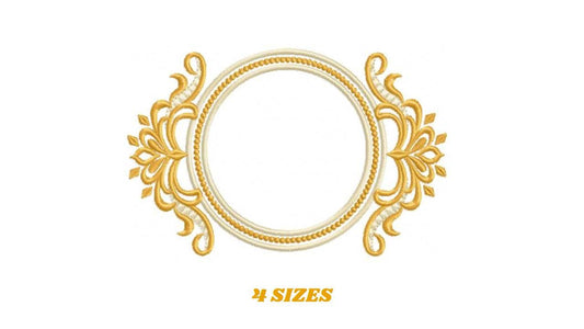 Frame embroidery designs - Flower Wreath tag machine embroidery pattern - Laurel Monogram Frame file - Instant digital download pes jef dst