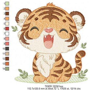 Baby Tiger embroidery design - Forest Wild Animal machine embroidery pattern - Baby Boy file - Instant digital download pes jef dst hus vp3