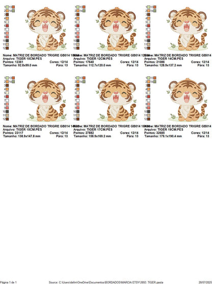Baby Tiger embroidery design - Forest Wild Animal machine embroidery pattern - Baby Boy file - Instant digital download pes jef dst hus vp3