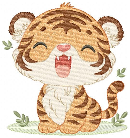 Baby Tiger embroidery design - Forest Wild Animal machine embroidery pattern - Baby Boy file - Instant digital download pes jef dst hus vp3