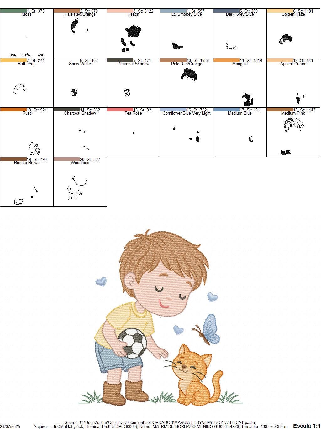 Baby boy embroidery designs - Soccer player with cat machine embroidery file - Boy with ball and cat file - Instant digital download pes jef
