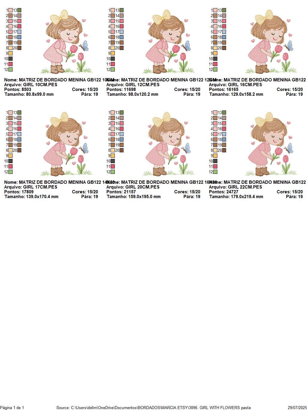 Baby girl embroidery designs - Girl with flowers and butterflies machine embroidery pattern - Princess embroidery - Instant digital download