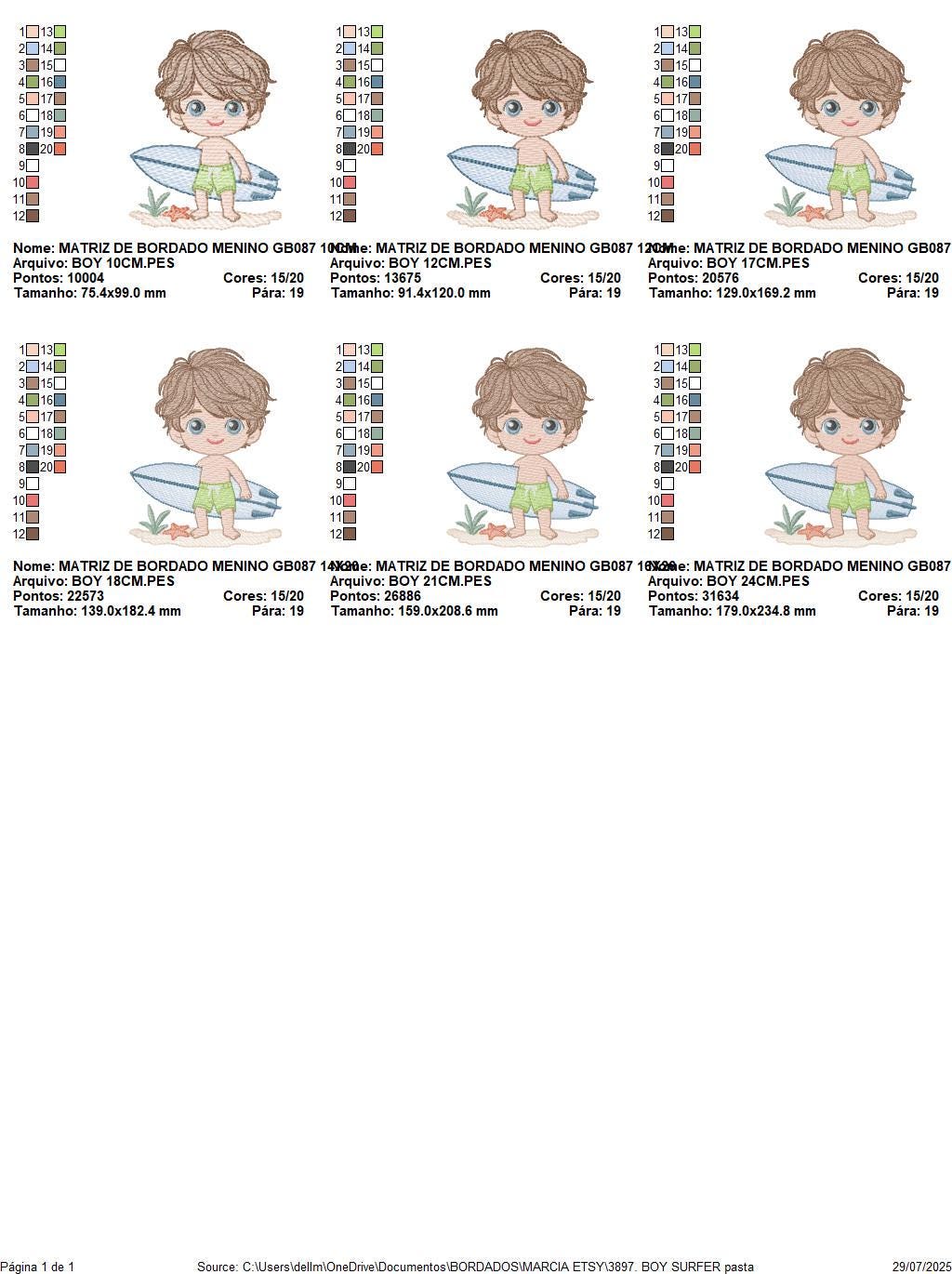 Surfer boy embroidery designs - Beach Swimmer with surferboard machine embroidery pattern - Baby Boy file - Instant digital download pes jef